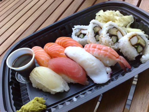 Sushi på balkongen.