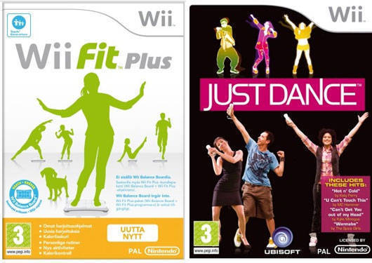 Wii Fit Plus och Just Dance.