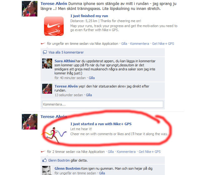 Facebook och Nikeplus.