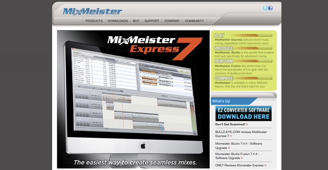 Skärmdump från Mix Meisters hemsida.